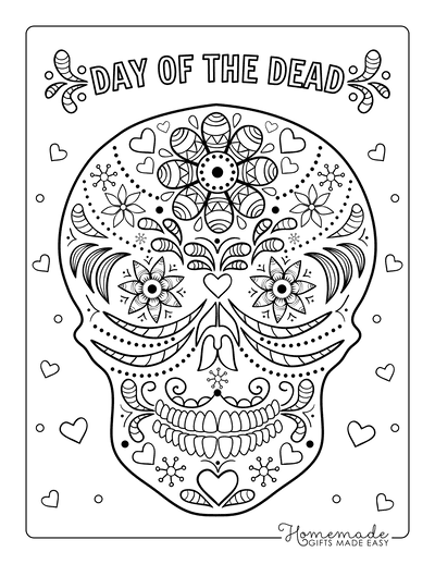 Halloween Coloring Pages Day of Dead Sugar Skull Adult