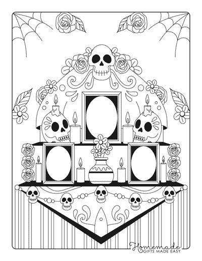 Halloween Coloring Pages Dia De Los Muertos Altar