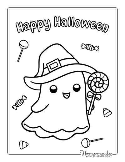 Halloween Coloring Pages Ghost Lollipop Preschoolers