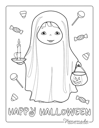Halloween Coloring Pages Ghost Trick Treat Costume