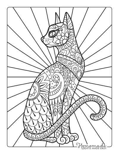 Halloween Coloring Pages Intricate Cat