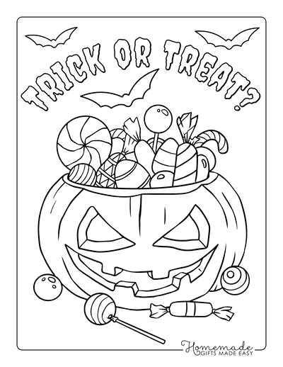 Halloween Coloring Pages Jack O Lantern Candy Trick Treat