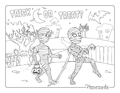 Halloween Coloring Pages Mummy Trick Treat