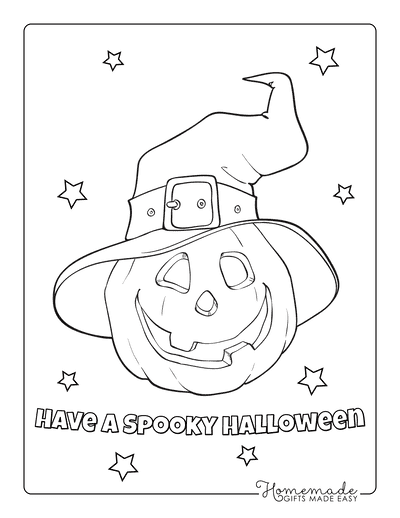 Halloween Coloring Pages Pumpkin Witches Hat