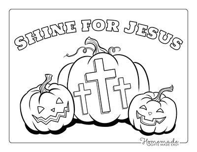Halloween Coloring Pages Shine for Jesus Pumpkins Cross