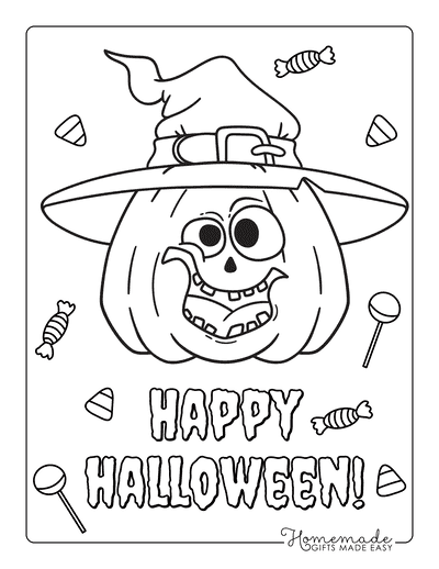Halloween Coloring Pages Silly Pumpkin Hat