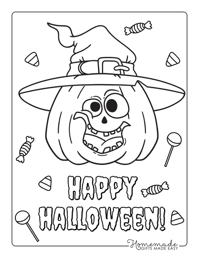 coloring pages for halloween witches hats