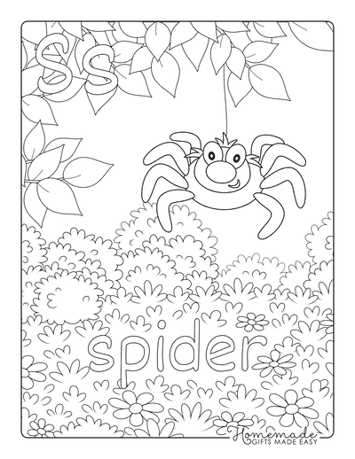 Halloween Coloring Pages Spider Flowers