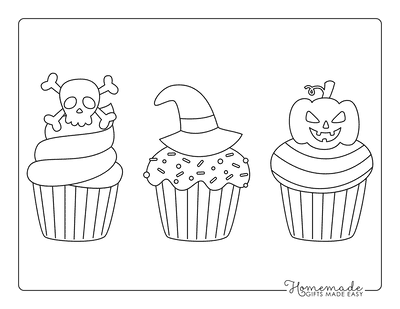Halloween Coloring Pages Spooky Cupcakes Kids Set 1