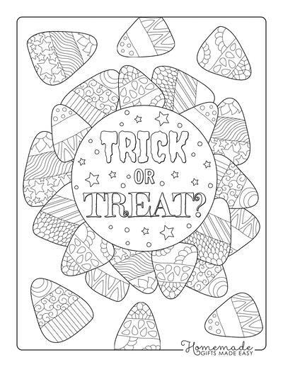 Halloween Coloring Pages Trick Treat Candy Corn