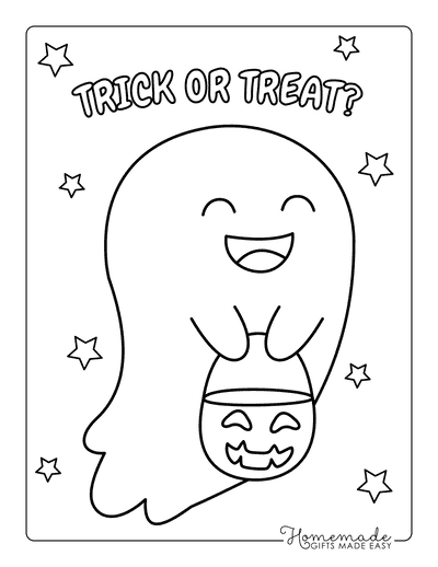 Halloween Coloring Pages Trick Treat Cute Ghost