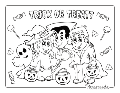 Halloween Coloring Pages Trick Treat Ghost Witch Vampire Monster