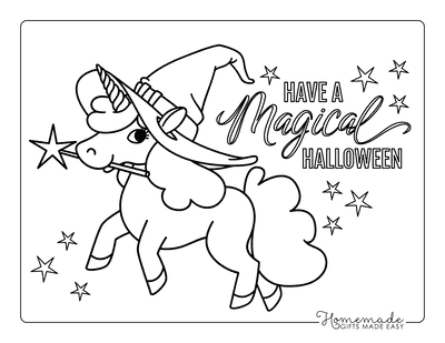 Halloween Coloring Pages Unicorn Witch Hat Wand