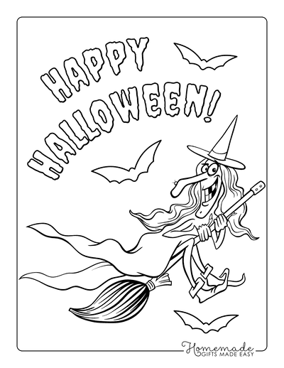 Halloween Coloring Pages Witch on Broom