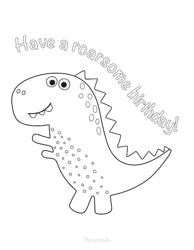 Happy Birthday Coloring Pages Dinosaur Roar