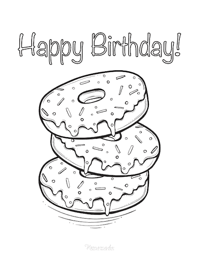 Happy Birthday Coloring Pages Donuts Sprinkles