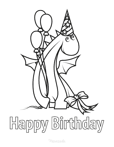 Happy Birthday Coloring Pages Dragon