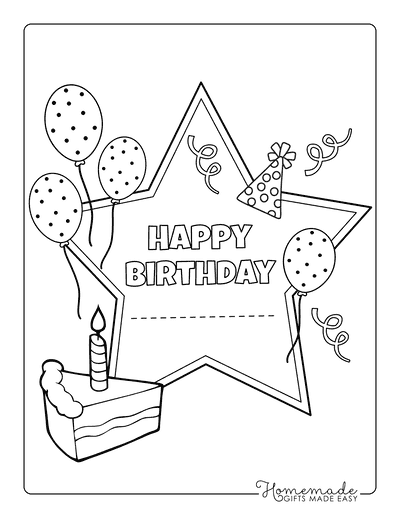 Happy Birthday Coloring Pages Star Certificate
