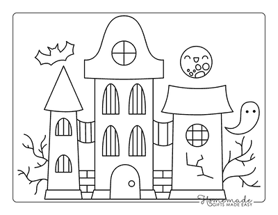 Haunted House Coloring Pages Kawaii Cute Simple Haunted House to Color