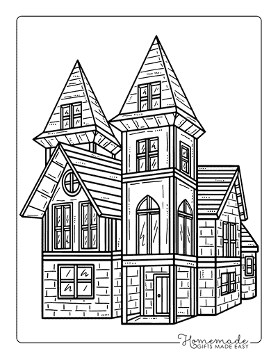 Haunted House Coloring Pages Scary Realistic Haunted House