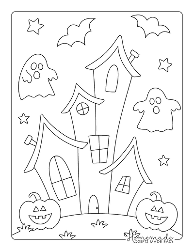 Haunted House Coloring Pages Simple Haunted House