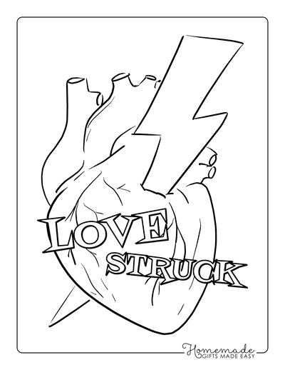 Heart Coloring Pages Anatomical Heart Lightning Bolt