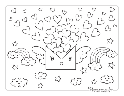 Heart Coloring Pages Cute Love Letter