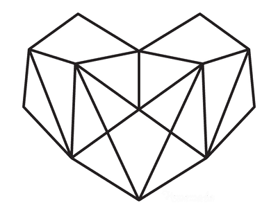 Heart Coloring Pages Geometric Heart 3