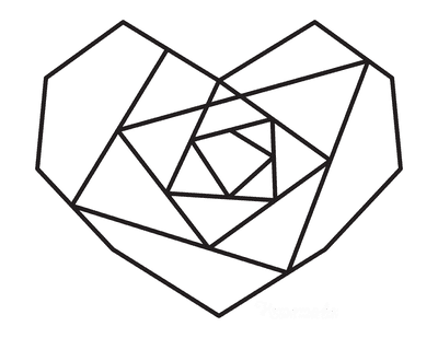 Heart Coloring Pages Geometric Heart