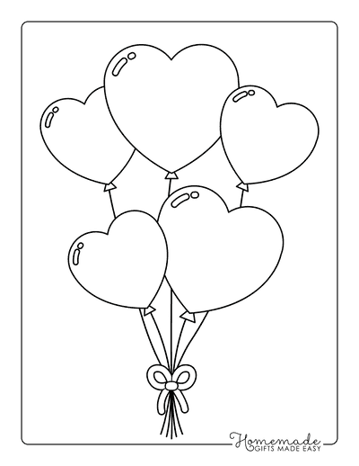 Heart Coloring Pages Heart Balloons