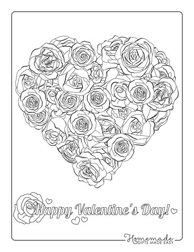 Heart Coloring Pages Heart Made of Roses for Adults