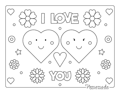 Heart Coloring Pages I Love You Hearts Flowers