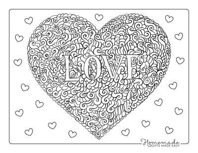 Heart Coloring Pages Intricate Pattern Heart Shaped Love