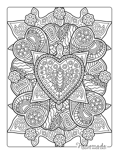 Heart Coloring Pages Intricate Patterned Hearts for Adults