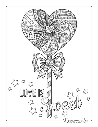 Heart Coloring Pages Lollipop Doodle for Adults