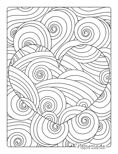 Heart Coloring Pages Swirly Pattern for Adults