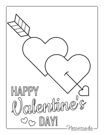 Heart Coloring Pages Two Hearts With Arrow