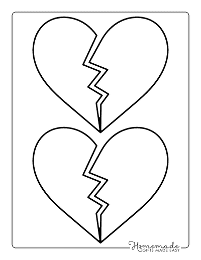 Heart Template Broken Heart Large