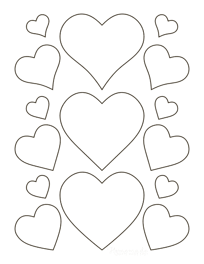 Heart Template Various Styles Sizes
