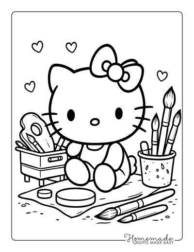 Hello Kitty Coloring Pages Hello Kitty Artist for Kids