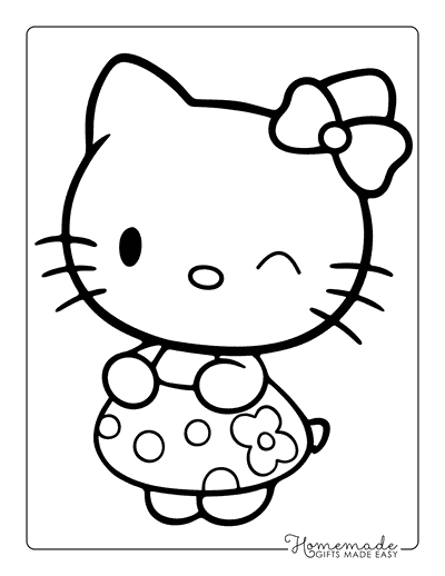 Hello Kitty Coloring Pages Hello Kitty Cute Winking