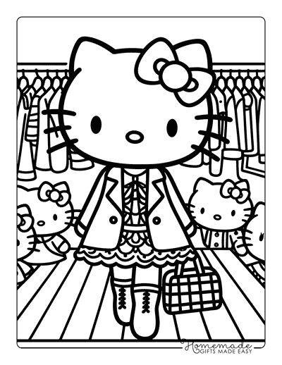 Hello Kitty Coloring Pages Hello Kitty Fashion Show