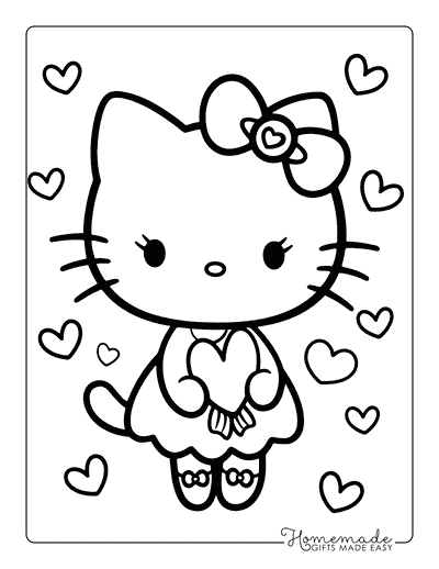 Hello Kitty Coloring Pages Hello Kitty Valentines Holding Heart