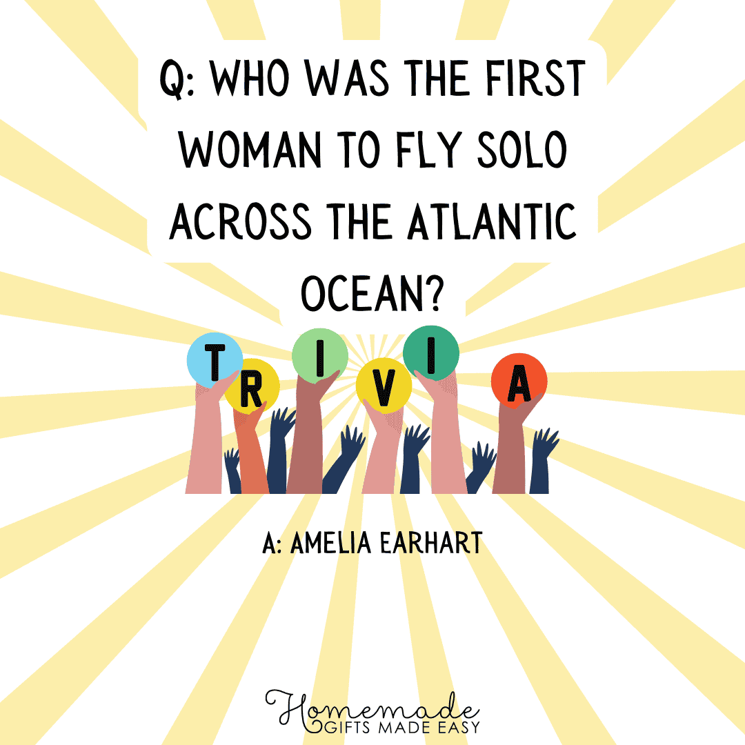 history trivia questions the first woman to fly solo across the atlantic?