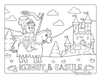 Horse Coloring Pages Cartoon Cute Knight Castle