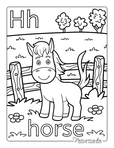 Horse Coloring Pages Cartoon H for Horse