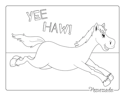 Horse Coloring Pages Cartoon Happy Galloping Running
