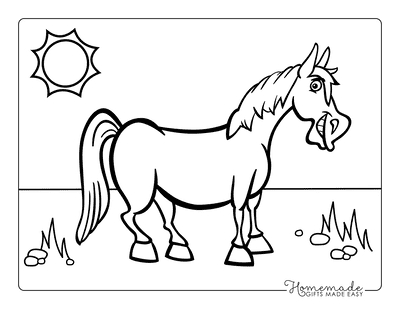 Horse Coloring Pages Cartoon Horse Smiling