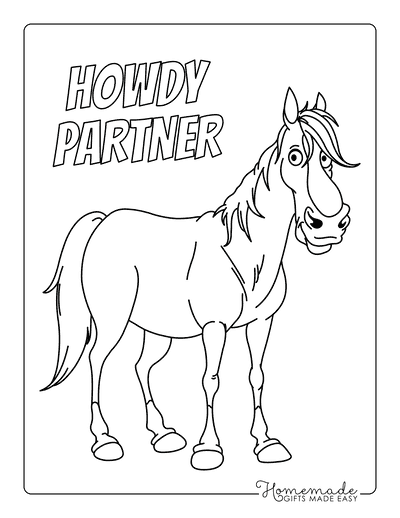 Horse Coloring Pages Cartoon Horse Standing