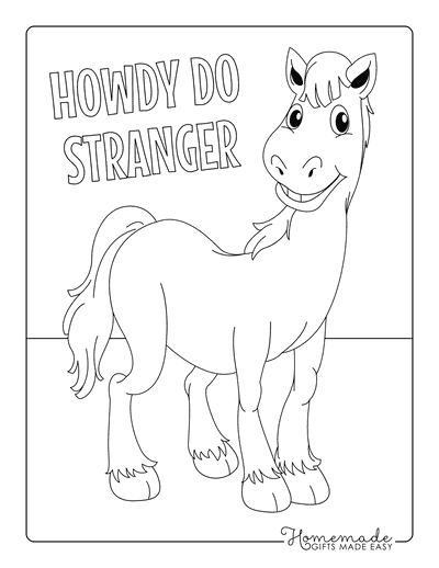 Horse Coloring Pages Cartoon Smiling Horse